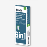 A box of touch 6in1 Rapid Antigen Combo Test (Nasal) for self-testing, featuring a dark teal and white design with green accents, shown on a light gray background.