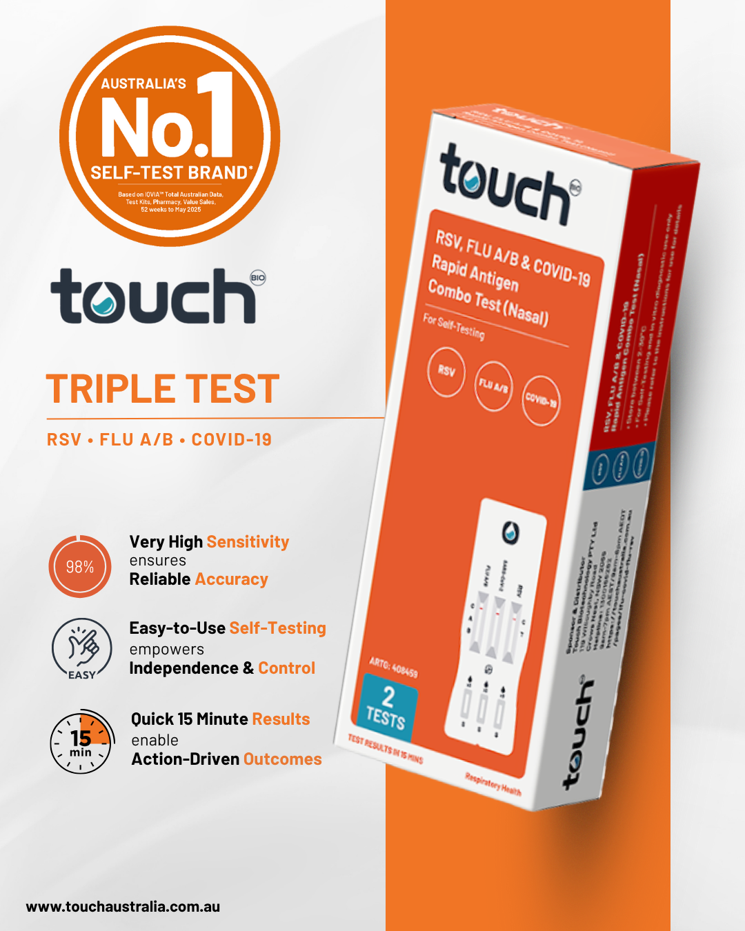 RSV, Flu A/B & COVID-19 Rapid Antigen Test - For Self Testing | 02 Test Kits