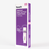 Touch brand Vaginal pH Rapid Test Panel (Vaginal Swab) retail packaging, featuring a purple and white box with an illustration of the test device.
